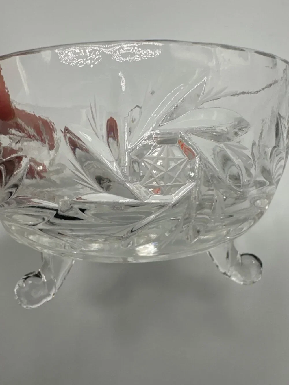 Kristal Zajecar Yugoslavian Crystal Footed Bowl with Floral Starburst Design